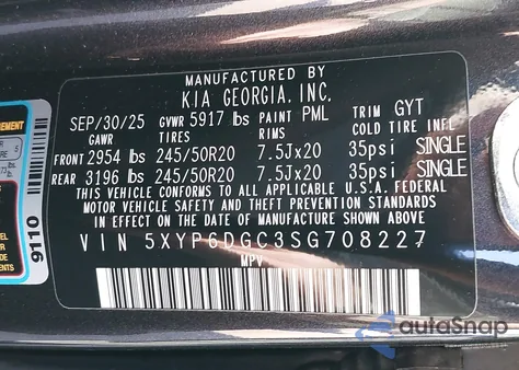 2025 Kia Telluride S z USA, uszkodzony, nr VIN 5XYP6DGC3SG708227